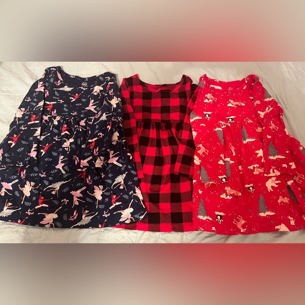 Lot of 3 wonder Nation Holiday dresses 2T